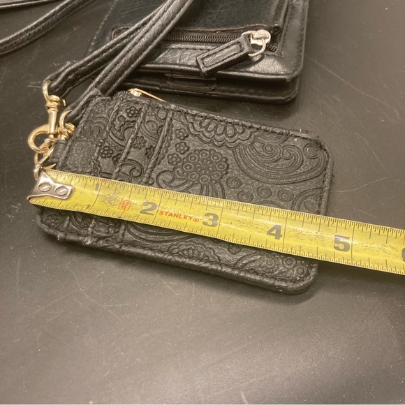 Wallet & laynard card holder set small folding black leather gold hardware - Picture 10 of 16